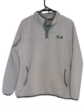 LL Bean Airlight Knit Pullover Women Gray 1/4 Snap Sweatshirt Sweater Size XL